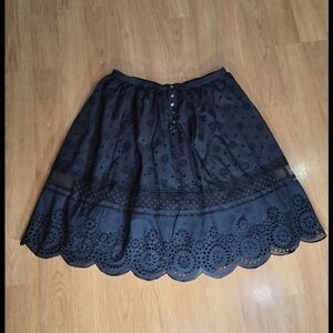 Marc Jacobs Black Knee-Length Embroidered Skater Skirt